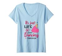 Femme It's Just Life So Keep Dancing Through - Sorcière rose T-Shirt avec Col en V