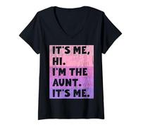 Femme It's me Hi. I'm the Aunt, It's me. Auntie Aunty Manches courtes T-Shirt avec Col en V