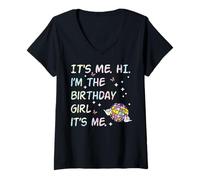 Femme It's Me Hi Im The Birthday Girl Bday Party Girls Kids Women T-Shirt avec Col en V