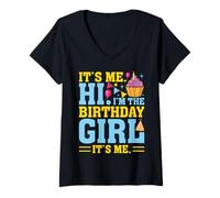 Femme It's Me Hi I'm The Birthday Girl Its Me Birthday Party Cake T-Shirt avec Col en V