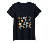 Femme It's Me Hi I'm The Bride Funny Wedding Shower Bachelorette T-Shirt avec Col en V