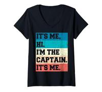 Femme It's me Hi. I'm the Captain, It's me. Hommes Femmes Manches courtes T-Shirt avec Col en V