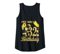 Femme It's My 32th Birthday 32 Year Old Girl Tournesol Papillon Débardeur