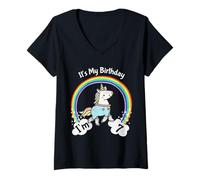 Femme It's My 7th Cute Unicorn 7 Year Old Girls T-Shirt avec Col en V