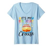 Femme It's My Birthday Cruise Birthday Cake Cruise Ship T-Shirt avec Col en V