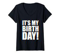 Femme It's My Birthday EDM T-Shirt avec Col en V