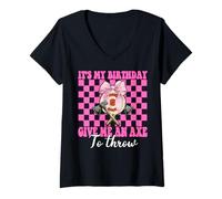 Femme It's My Birthday Give Me An Axe Throwing Hrower Girl T-Shirt avec Col en V