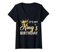 Femme It's My King's Birthday Couples Assorti B-Day Party pour Lui T-Shirt avec Col en V