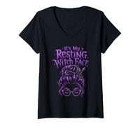 Femme It's My Resting Witch Face Chignon Cheveux désordonnés Witccan Esthétique T-Shirt avec Col en V