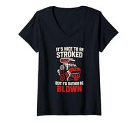 Femme It's Nice to Be Stroked Funny Racing Drag Race T-Shirt avec Col en V