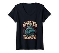 Femme It's Nice to Be Stroked Funny Racing Drag Race T-Shirt avec Col en V