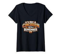 Femme It's Not a Comcussion If You Remember It - Humour de Football T-Shirt avec Col en V