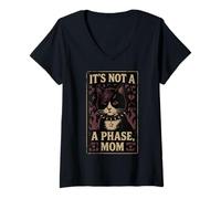 Femme It's Not A Phase Mom Cat Mom Emo Goth Funny T-Shirt avec Col en V