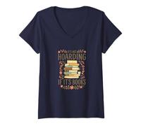 Femme It's Not Hoarding If It's Books Funny Book Lover Graphic T-Shirt avec Col en V