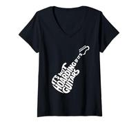 Femme It's Not Hoarding If Its Guitars, Funny Guitarist Music Lover T-Shirt avec Col en V