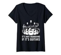 Femme It's Not Hoarding If Its Guitars, Funny Guitarist Music Lover T-Shirt avec Col en V