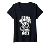 Femme It's Not Hoarding If It's Tools Fun menuiserie Artisan T-Shirt avec Col en V