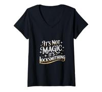 Femme It's Not Magic It's Locksmithing T-Shirt avec Col en V