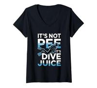 Femme It's Not Pee It's Dive Juice Plongée sous-Marine T-Shirt avec Col en V