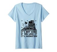 Femme It's Not Work If You Love It It's Animation Draw T-Shirt avec Col en V