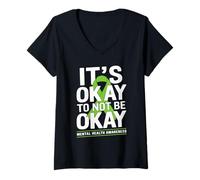 Femme Its Okay To Not Be Okay Green Ribbon IT’S OKAY TO NOT BE T-Shirt avec Col en V