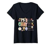 Femme It's Okay to Start Over Make Mistakes Boho Floral Femme Homme T-Shirt avec Col en V