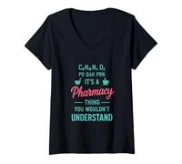 Femme It's Pharmacy A Thing Pharmacien Drôle Technicien Pharmacie T-Shirt avec Col en V
