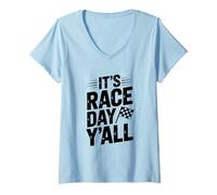 Femme It's Race Day Y'all Funny Racing Amateur T-Shirt avec Col en V