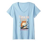 Femme It's Time to Cut (Motif Hamster Amusant) T-Shirt avec Col en V