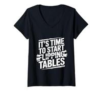 Femme It's Time to Start Flipping Tables Dramatic Rage Office |- T-Shirt avec Col en V