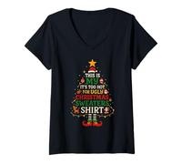 Femme It's Too Hot for Ugly Christmas Shirt Funny Xmas Men Women T-Shirt avec Col en V