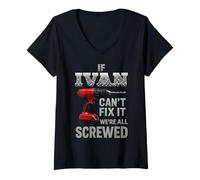 Femme Ivan Name If Cant Fix It Personnel Homme Mari Handy Manly T-Shirt avec Col en V