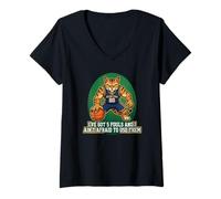 Femme I've Got 5 Fouls and I Ain't Afraid to Use Them Funny Cat T-Shirt avec Col en V