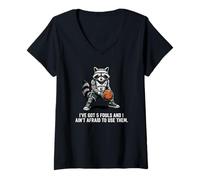 Femme I've Got 5 Fouls and I Ain't Afraid to Use Them Raton Laveur T-Shirt avec Col en V