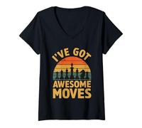 Femme I've Got Awesome Moves Joueur d'échecs rétro vintage T-Shirt avec Col en V