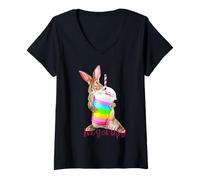 Femme Ive Got This Cute Bunny Rainbow Milkshake Drink Motivation T-Shirt avec Col en V