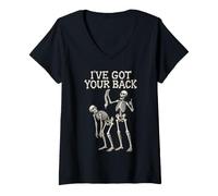 Femme I've Got Your Back Squelette drôle Anatomie Halloween T-Shirt avec Col en V