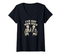 Femme I've Got Your Back Squelette Halloween Pun Design T-Shirt avec Col en V