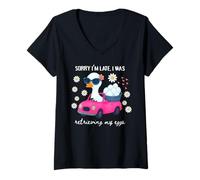 Femme IVF Silly Goose Désolé, Je suis en Retard, Je récupérais Mes ovules, Maman T-Shirt avec Col en V