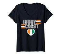 Femme Ivory Coast Flag Heart National Pride T-Shirt avec Col en V