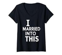 Femme J’AI épousé Cette Folie Humour Sarcastique Familial T-Shirt avec Col en V