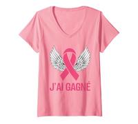 Femme J’ai gagné victoire contre le cancer du sein femme T-Shirt avec Col en V