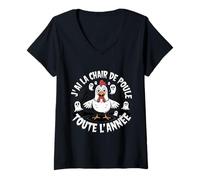 Femme J’AI La Chair De Poule Toute L’Année Poule Drôle T-Shirt avec Col en V