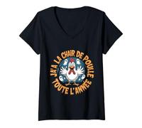 Femme J’AI La Chair De Poule Toute L’Année Poule Drôle T-Shirt avec Col en V