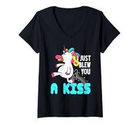 Femme J’AI Pété Un Bisou Arc-en-Ciel D’unicorne Drôle T-Shirt avec Col en V