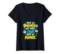 Femme J’avais Dit À L’Heure J’étais Optimiste Éduc Spé T-Shirt avec Col en V