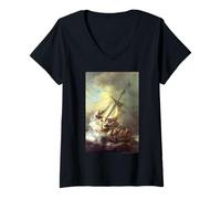 Femme J. M. W. Turner The Shipwreck (Scene in a Storm) T-Shirt avec Col en V