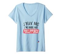 Femme J’Peux Pas J’me Barre Aux Philippines Humour T-Shirt avec Col en V