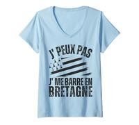 Femme J' Peux Pas J' Me Barre en Bretagne Humour Breton Cadeau T-Shirt avec Col en V