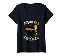 Femme J’Peux Pas j’suis Corse - Fierté Corsu Humour Corsica T-Shirt avec Col en V